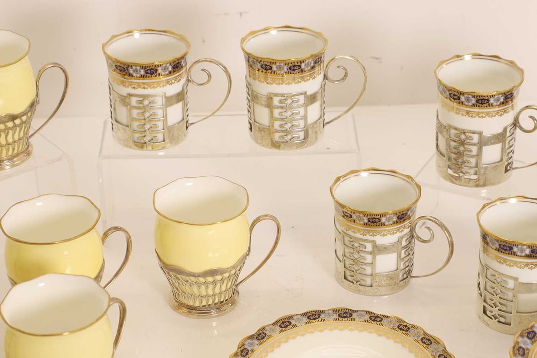 Two silver mounted coffee services, early 20th century, - 2
