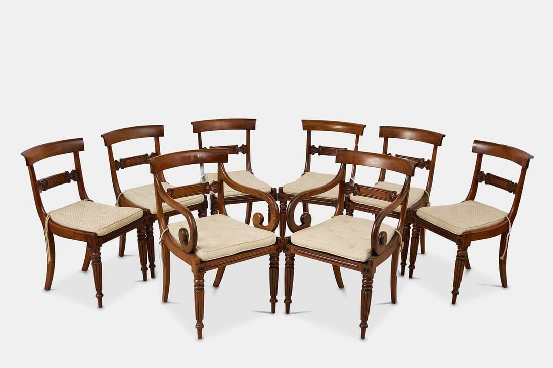 A set of eight George IV mahogany dining chairs, circa 1825, (1 of 9)