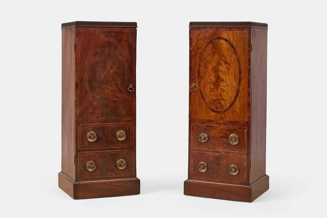 A pair of George III mahogany and boxwood dining pedestals, circa 1770, in the manner of Thomas (1 of 7)