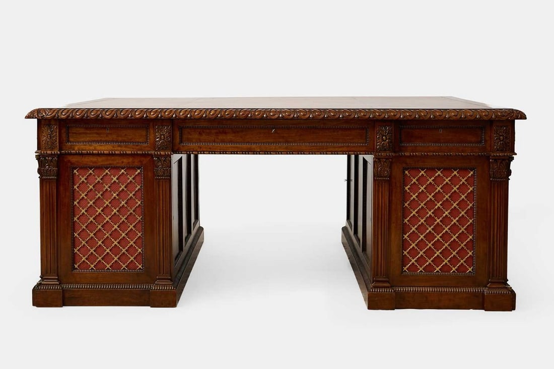 A William IV mahogany partners' desk in the manner of Gillows, second quarter of the 19th century, (1 of 9)