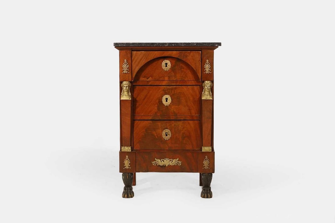 An Empire mahogany and ormolu chest of drawers, circa 1820, French, (1 of 5)