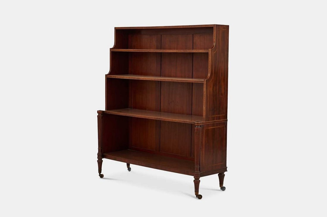 A late George III mahogany waterfall bookcase, circa 1800, (1 of 4)