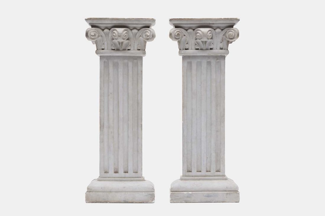 A pair of white marble column pilasters, 19th century, (1 of 2)