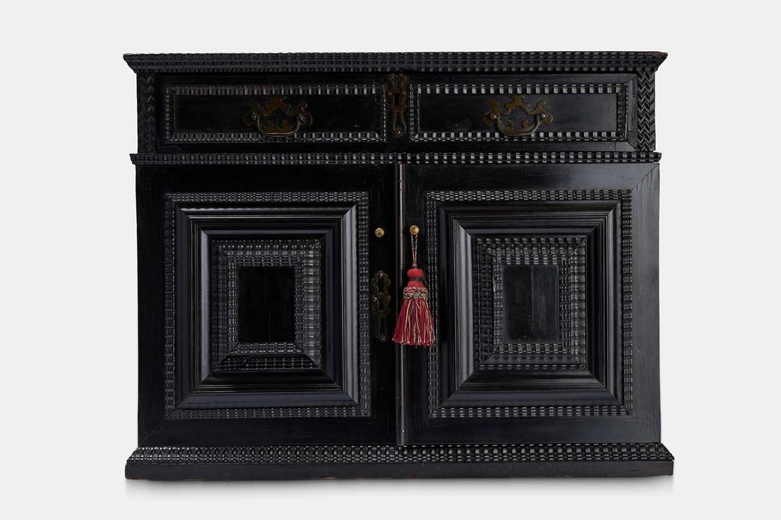 A baroque ebonised fruitwood cabinet, late 17th/early 18th century, Flemish, Antwerp, (1 of 4)