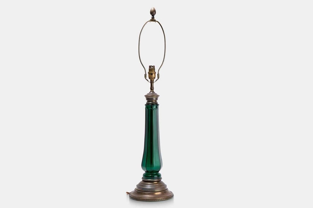 An emerald glass table lamp, 20th century, (1 of 3)