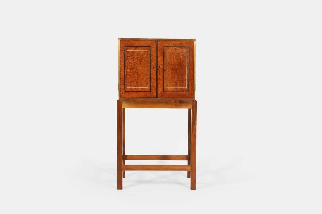An Anglo-Chinese thuya and brass-bound collector's cabinet, 19th century and later, (1 of 4)