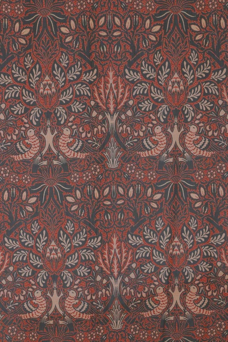 A pair of woven curtains, 20th century,: A pair of woven curtains, 20th century, of William Morris 'Dove and Rose' design, lined (125cm wide, 150cm drop) (2) Condition Report: Please note: although we try to reproduce colours as closely as p