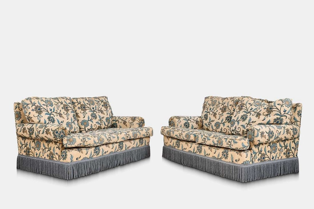A pair of two-seater sofas, of recent manufacture, (1 of 7)