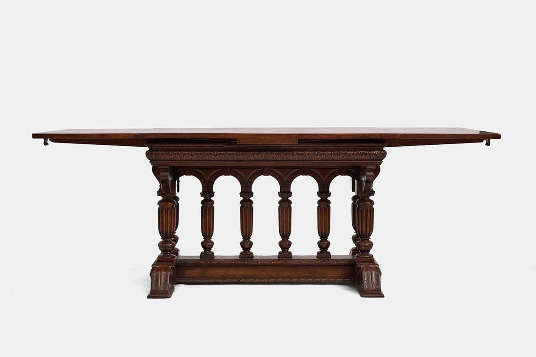 A Renaissance walnut draw-leaf table, late 16th century and later, French, (1 of 5)