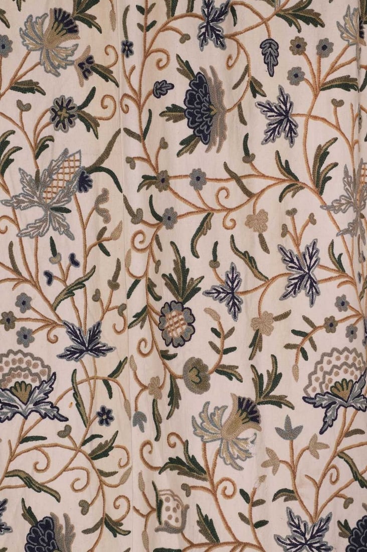 Two pairs of crewelwork curtains, of recent manufacture, (1 of 4)