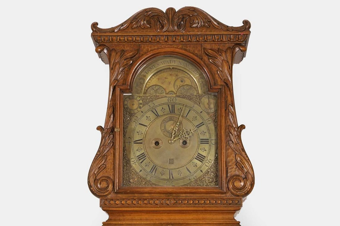 A beechwood longcase clock by James Wady, Newport, circa 1740, with a later case, (1 of 4)