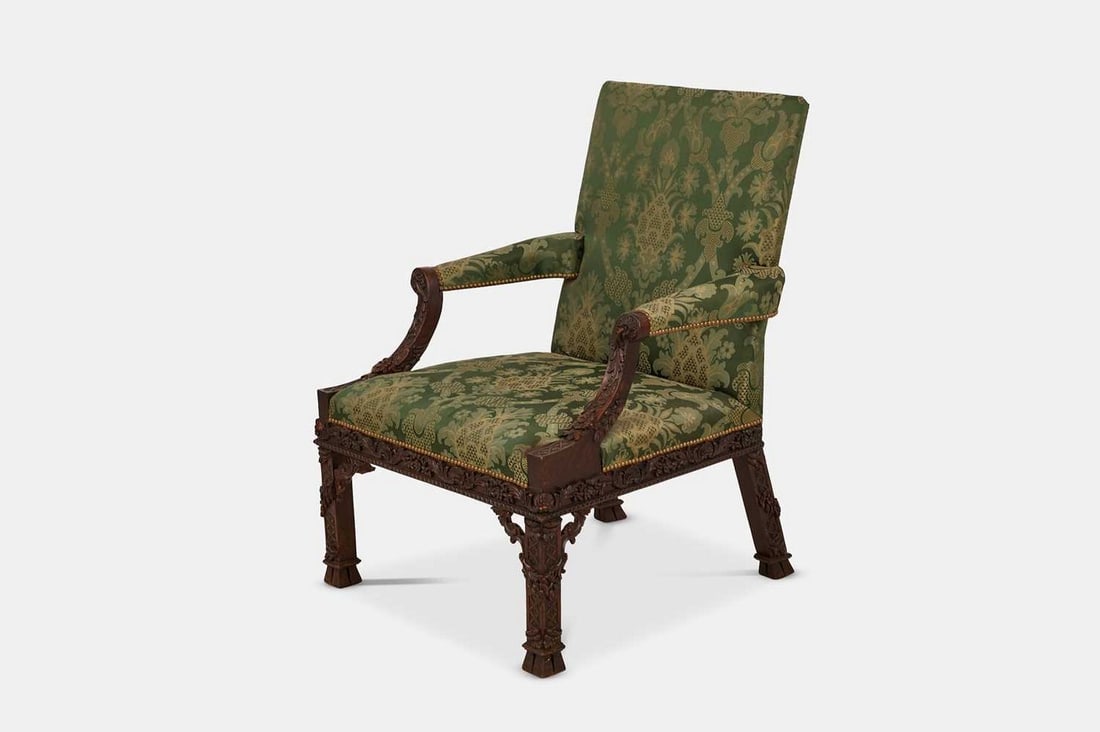 A George III-style mahogany Gainsborough library armchair, late 19th century, (1 of 4)