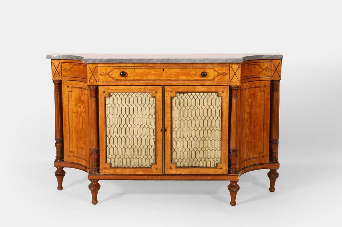 A late George III satinwood pier cabinet, circa 1800, (1 of 4)