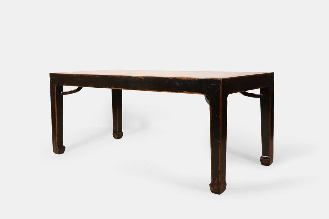 A lacquered wood and riverstone centre table, early 20th century, Chinese, (1 of 3)