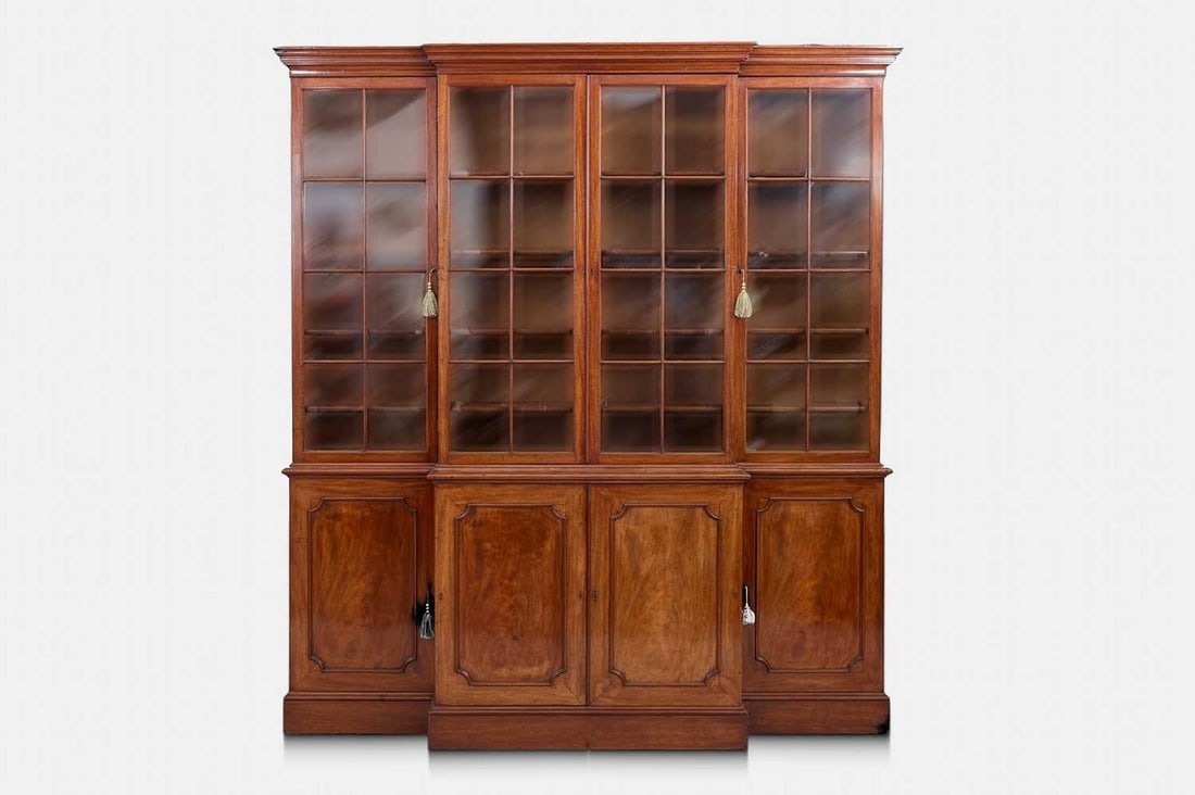 A late George III mahogany library bookcase, circa 1800, (1 of 4)
