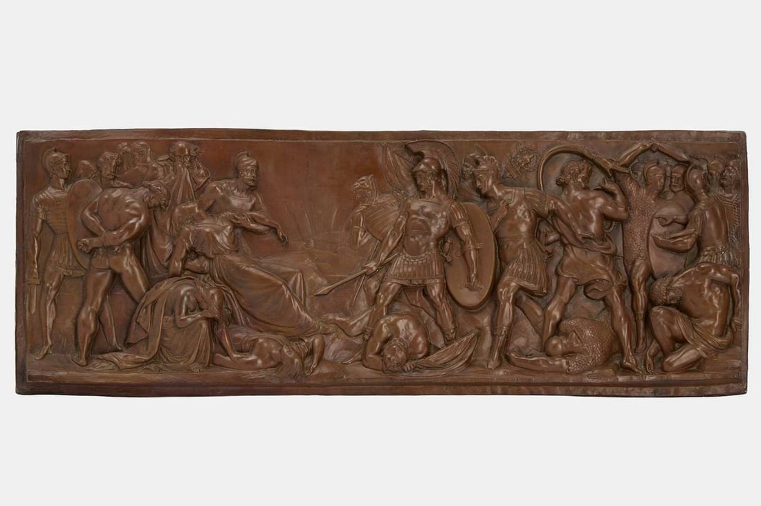 A patinated copper relief plaque, late 19th/early 20th century, (1 of 2)
