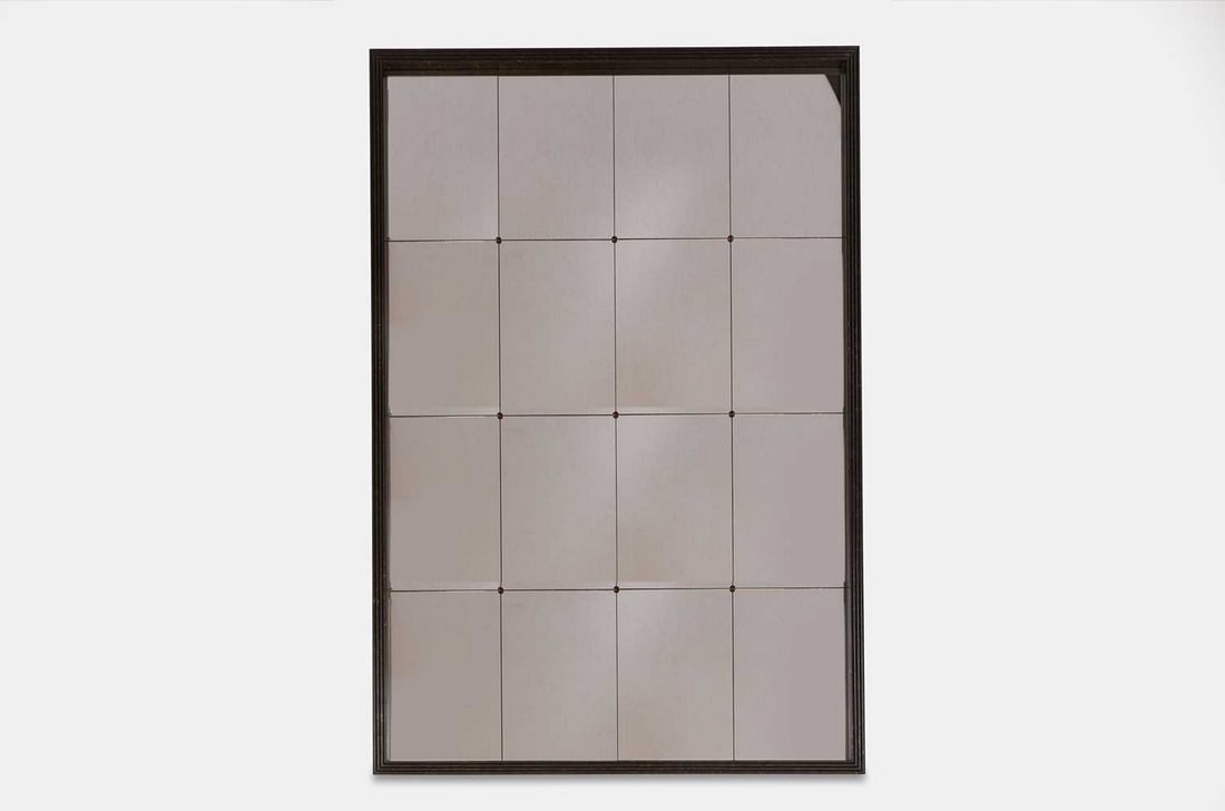A multiplate mirror, of recent manufacture,: A multiplate mirror, of recent manufacture, composed of sixteen mirror plates, enclosed within a reeded frame (103.5cm wide, 3cm deep, 154cm high)