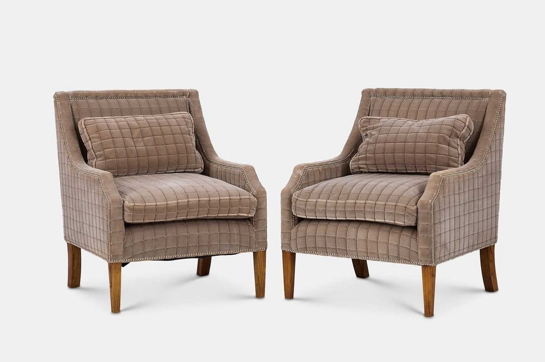 A pair of armchairs in the style of George Smith, of recent manufacture, (1 of 3)