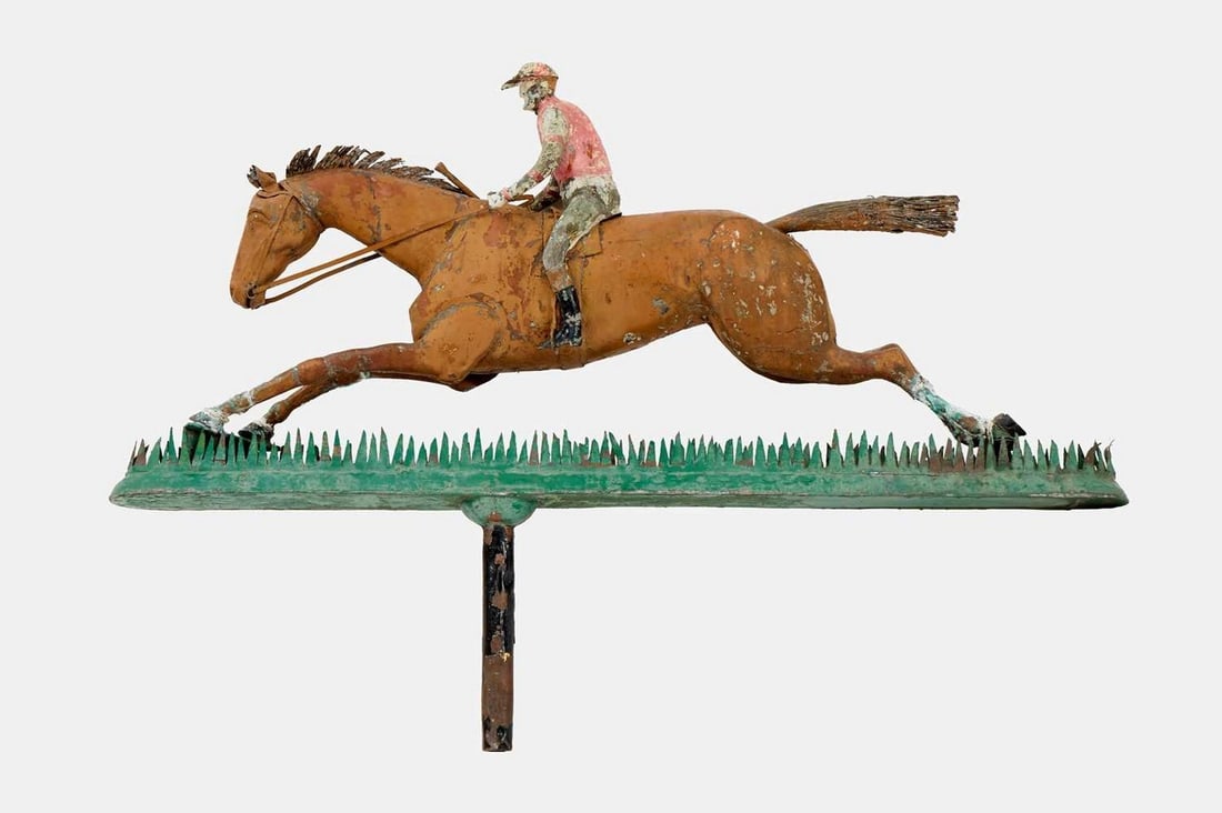 A painted folk art weathervane, late 19th century, in the manner of L W Cushing & Sons, (1 of 3)