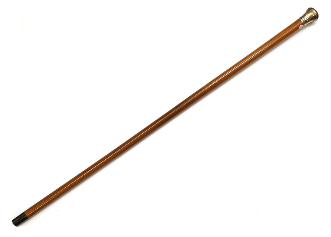 A silver-mounted walking cane, makers mark MJ, London, 1913, stamped Brigg, (1 of 2)