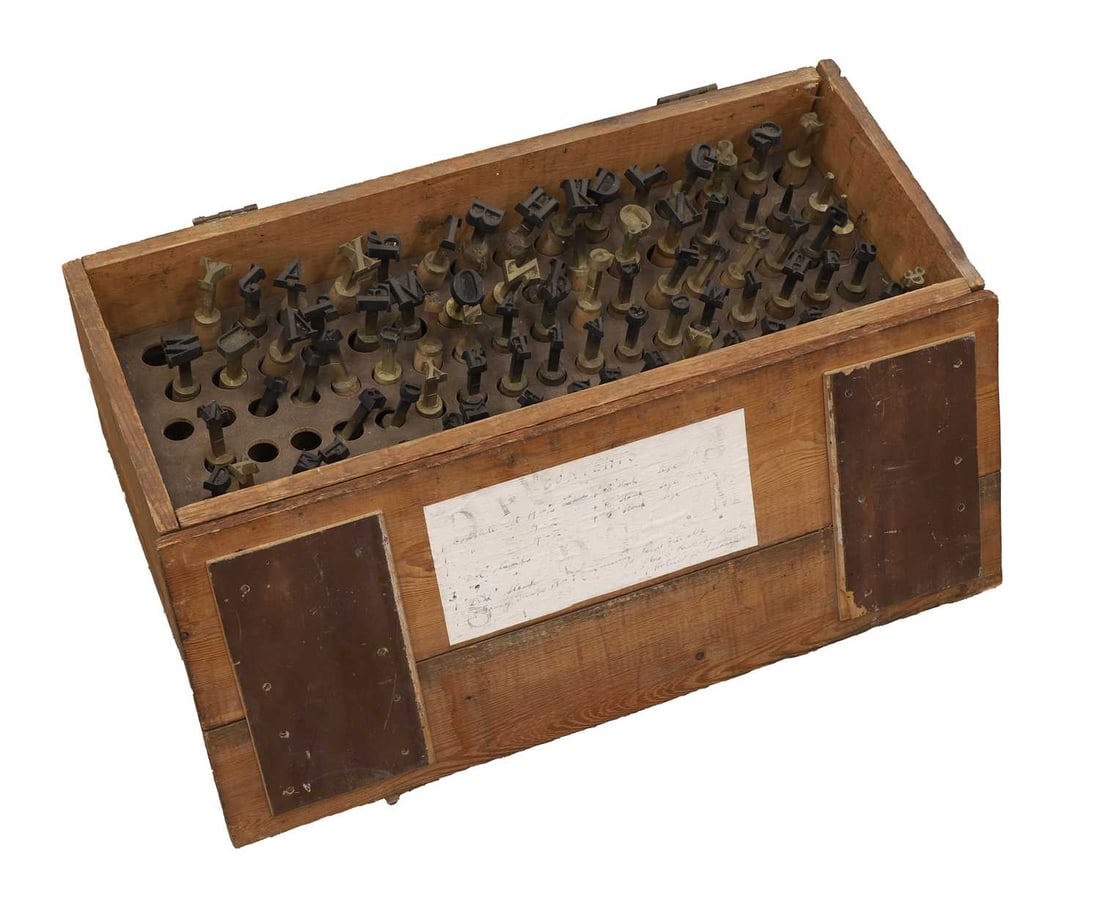 A set of brass printers' letter stamps, early 20th century, (1 of 1)