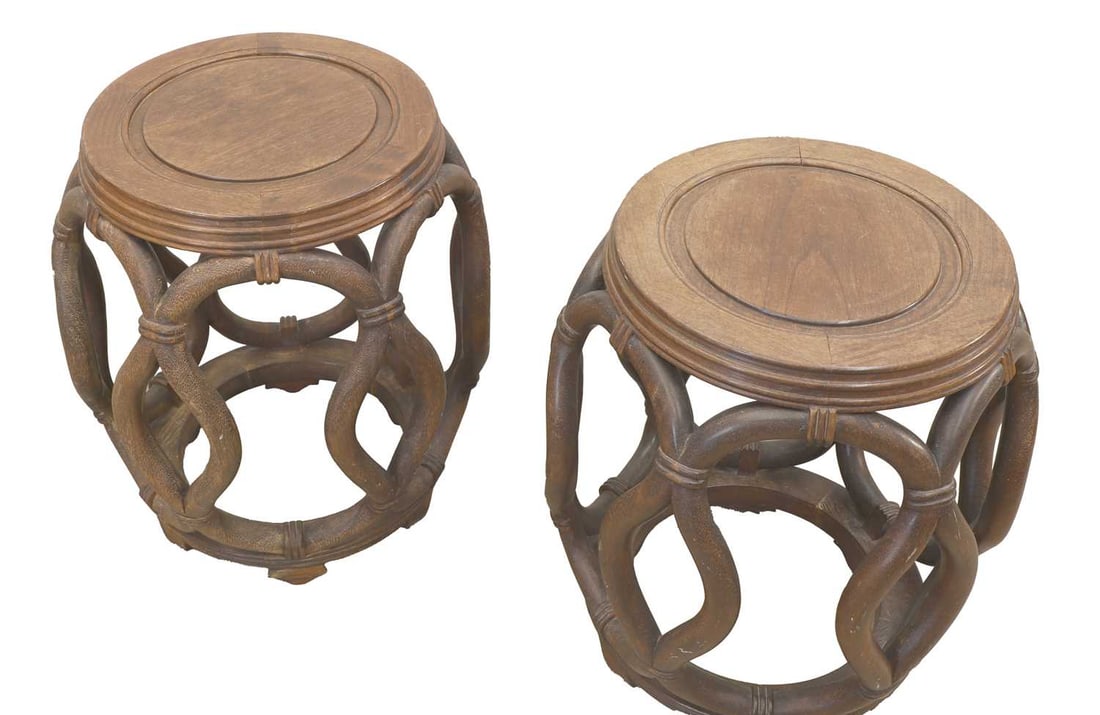A pair of Chinese wooden stands, 20th century, - 2
