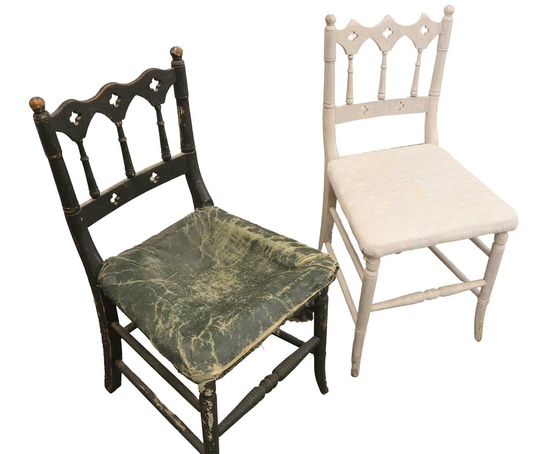 A pair of Gothic revival painted beech side chairs, 19th century, - 2