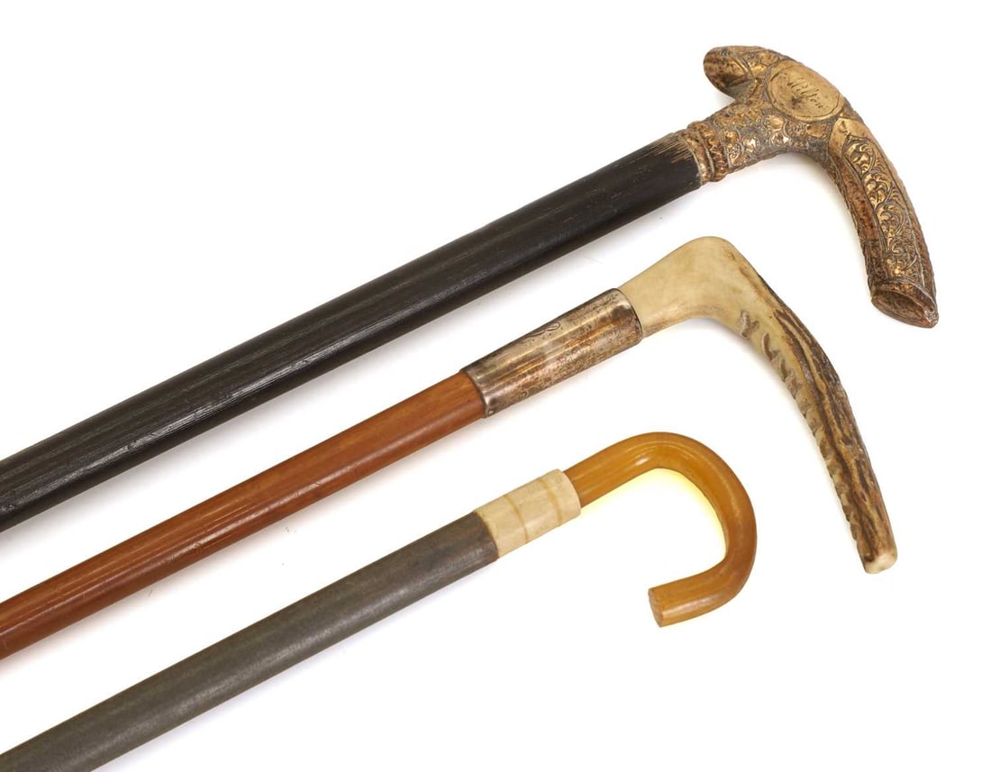 Three children's walking canes, late 19th century, - 2