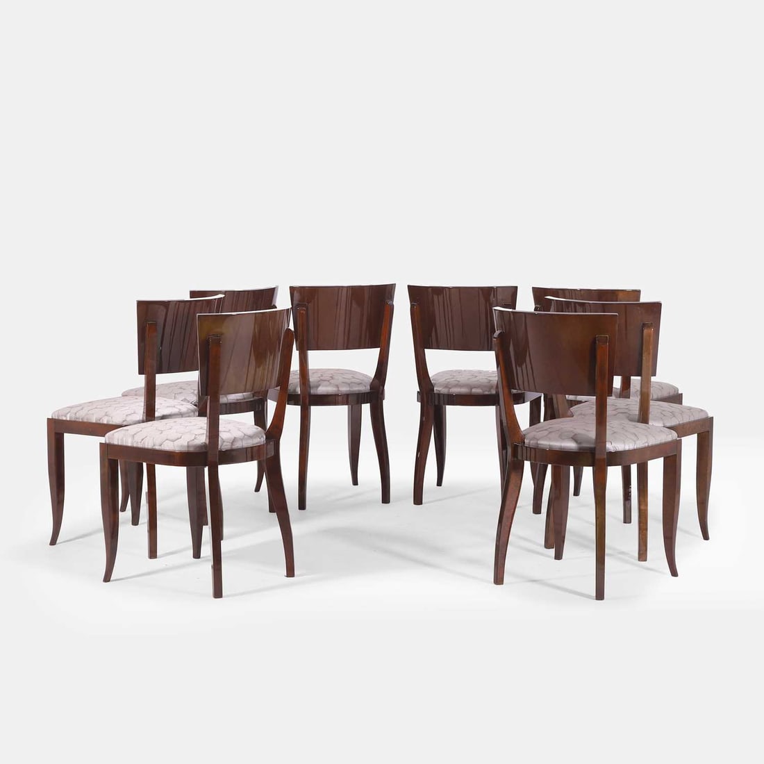 An Art Deco style Macassar dining suite, of recent manufacture, - 2