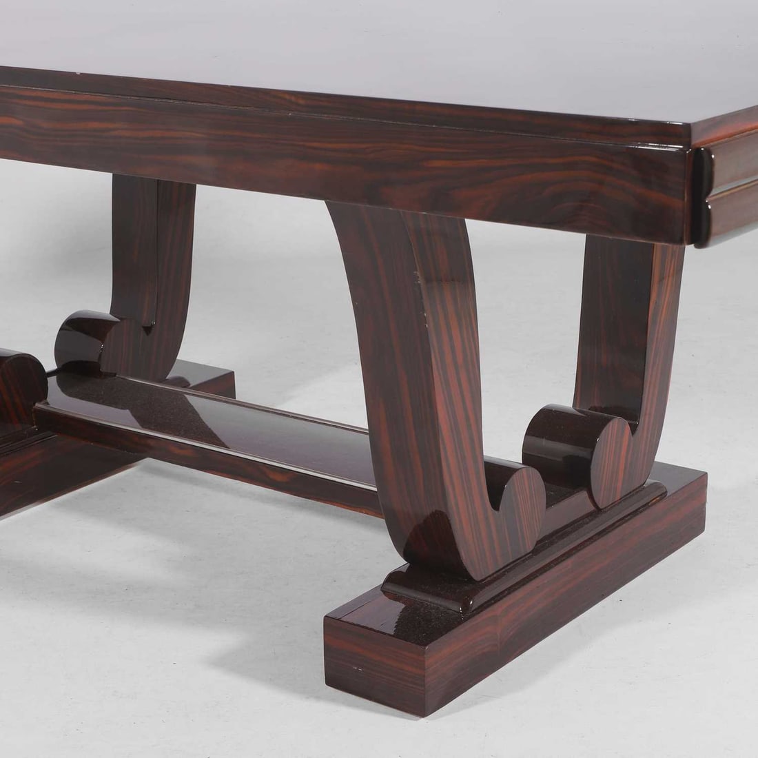 An Art Deco style Macassar dining suite, of recent manufacture, - 3
