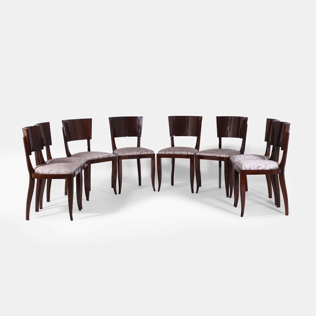 An Art Deco style Macassar dining suite, of recent manufacture, - 7