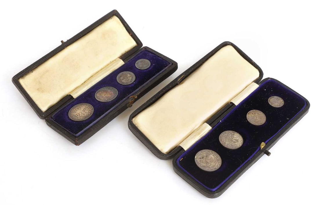 Coins, Great Britain, Edward VII (1901-1910): Coins, Great Britain, Edward VII (1901-1910) two Maundy Sets, 1906 and 1908, cased