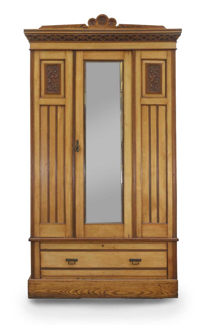 An Arts and Crafts ash wardrobe, late 19th century, (1 of 2)