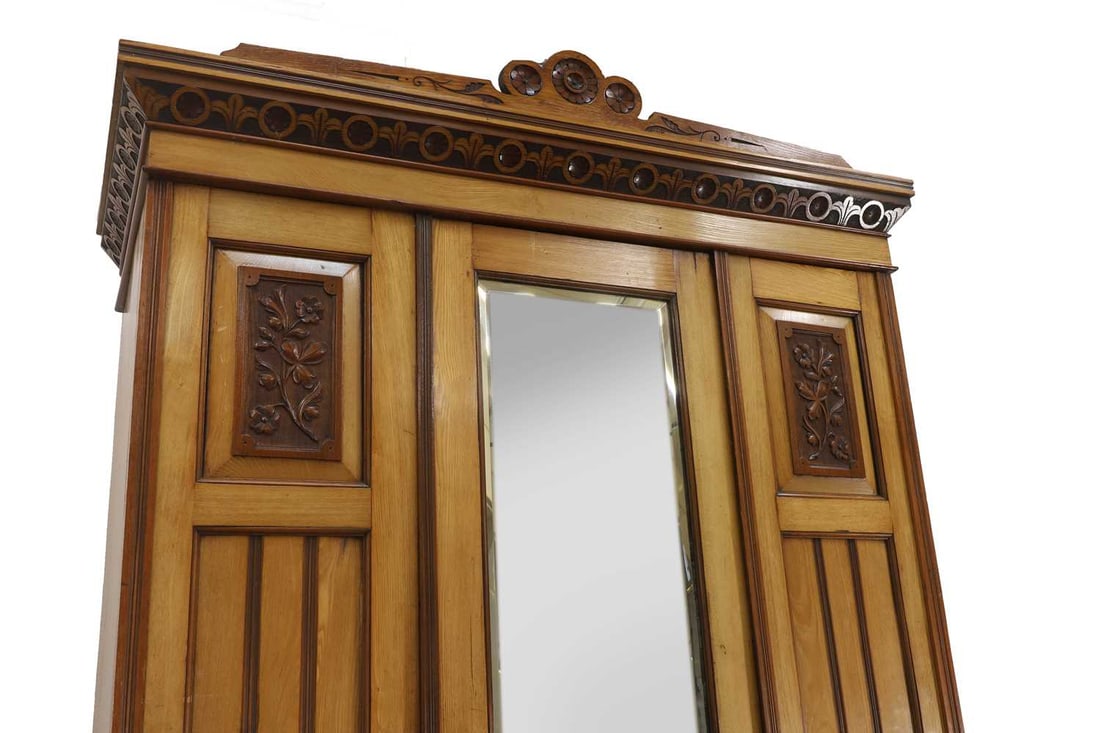 An Arts and Crafts ash wardrobe, late 19th century, - 2