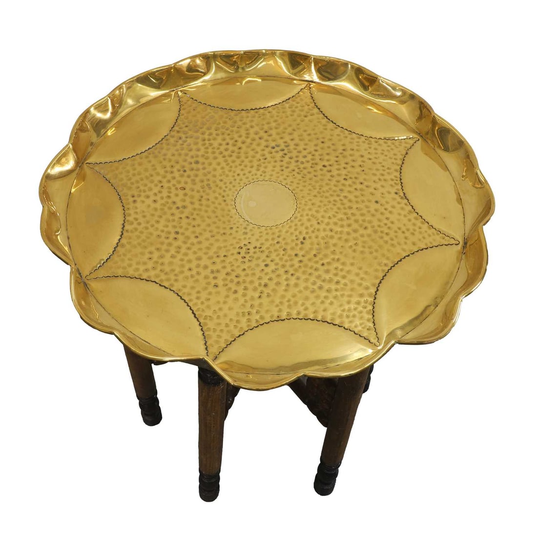 A brass and turned Moorish coffee table, early 20th century, - 2
