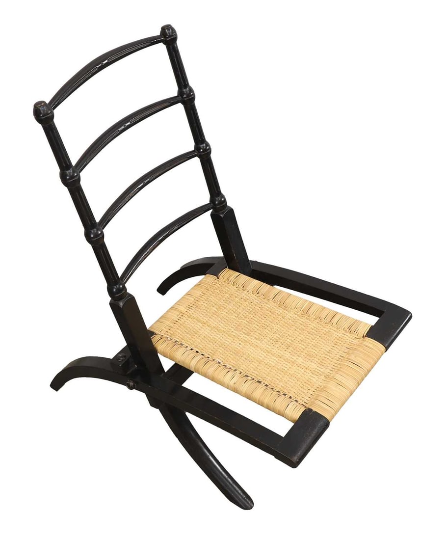 An Aesthetic ebonised folding low chair, late 19th century, in the manner of EW Godwin, - 2