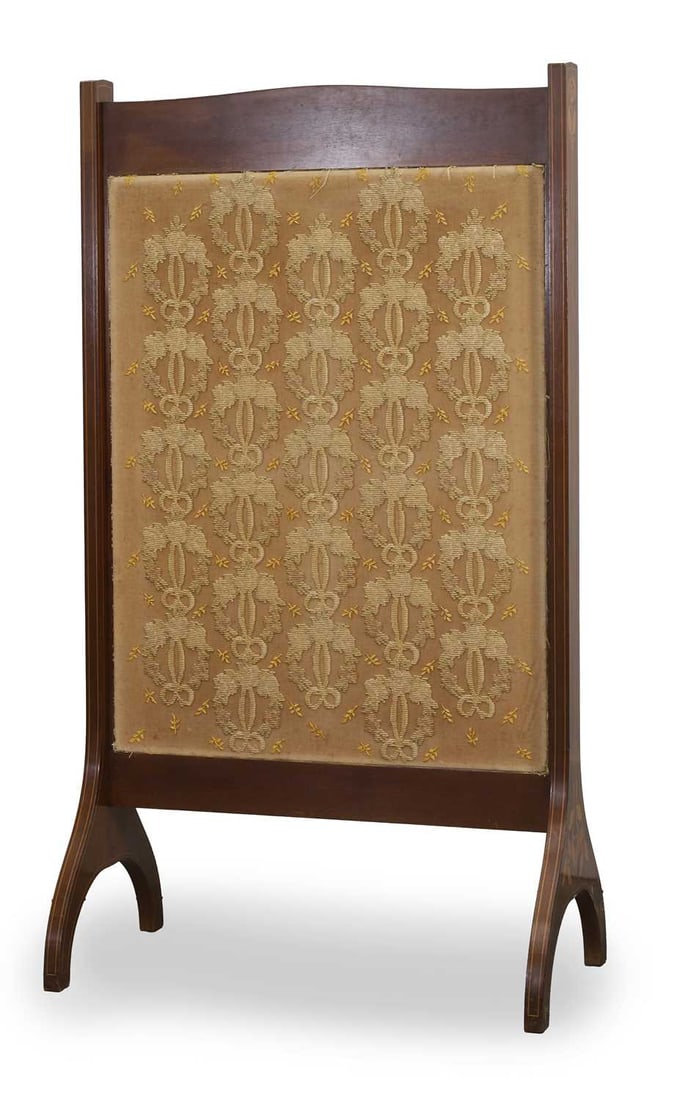 An Arts and Crafts inlaid mahogany fire screen, 20th century, - 2