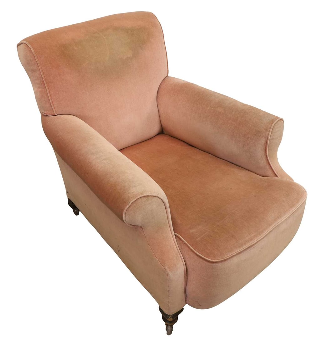 A velvet-upholstered club armchair, late 19th century / early 20th century, - 2