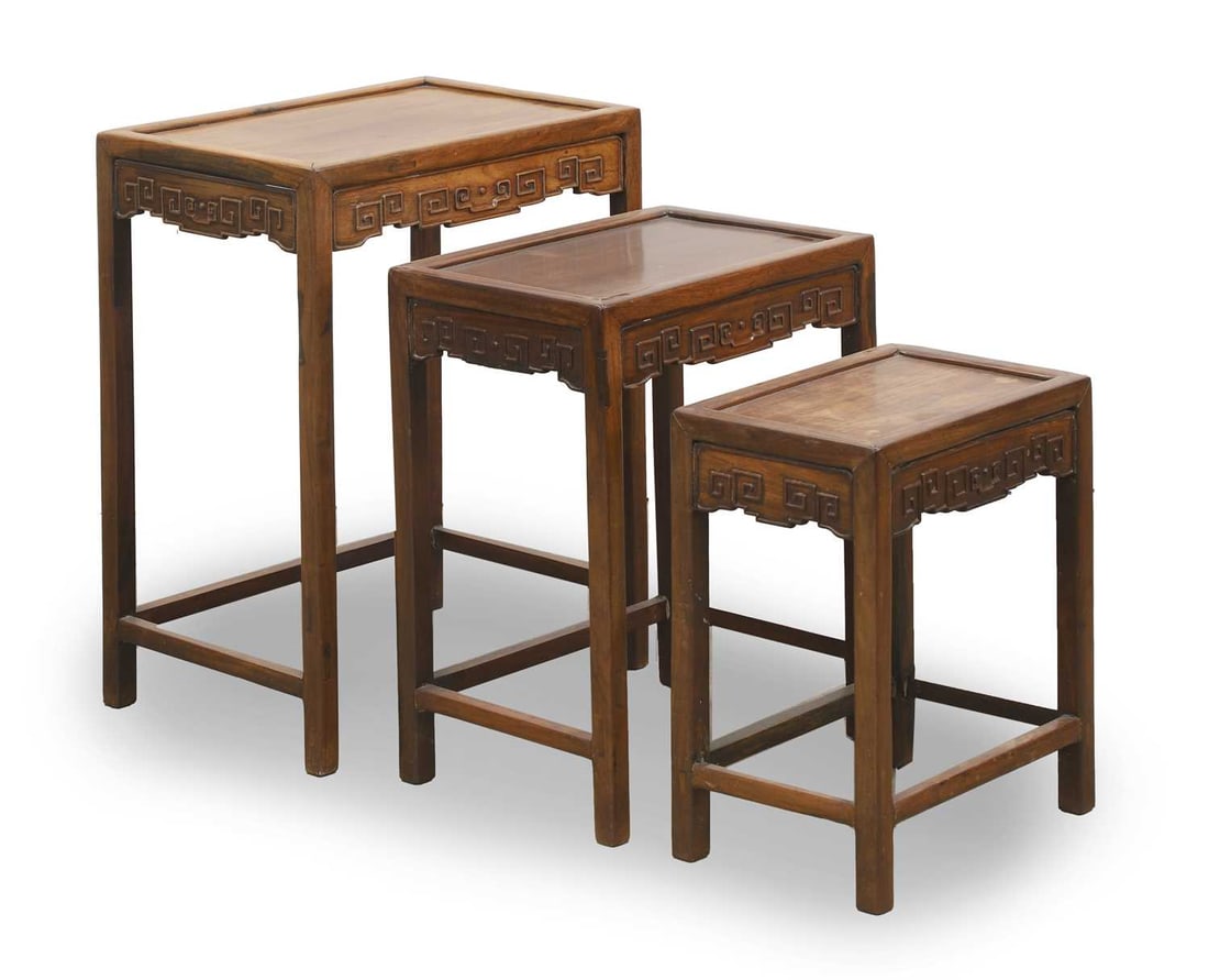 A Chinese wooden nest of tables, (1 of 8)
