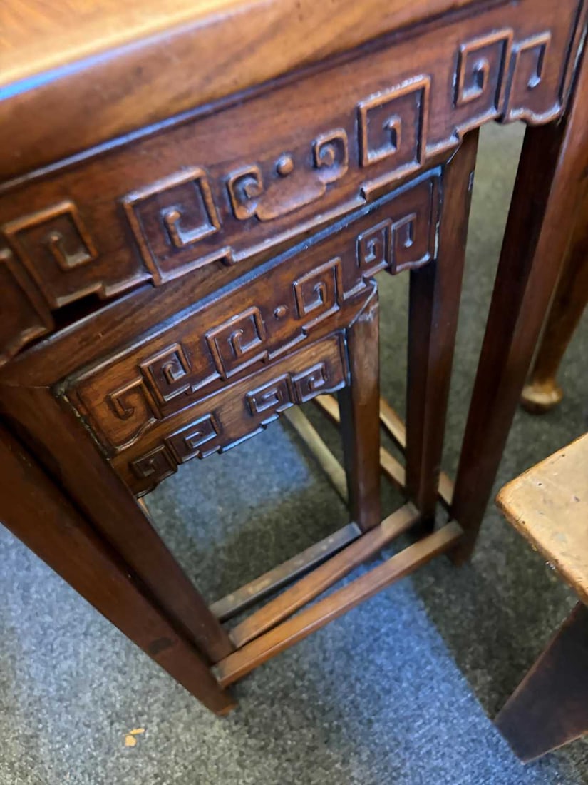 A Chinese wooden nest of tables, - 4