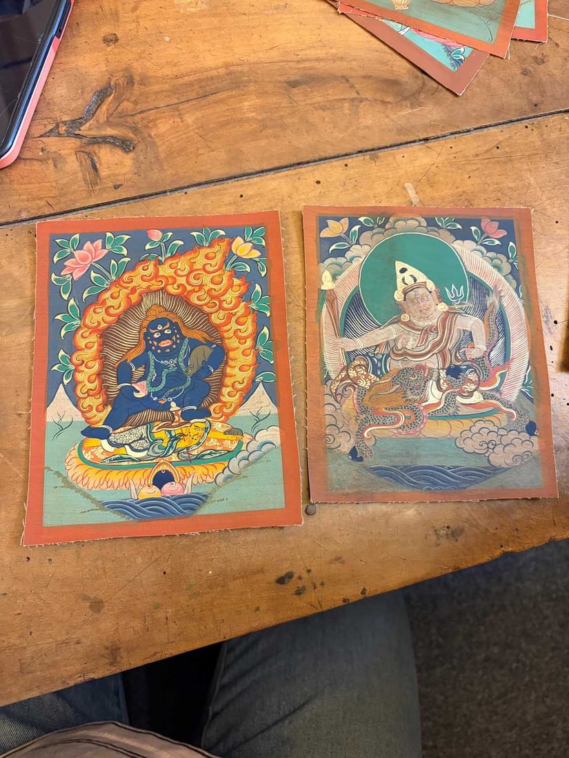 Nine Tibetan thangkas, - 4