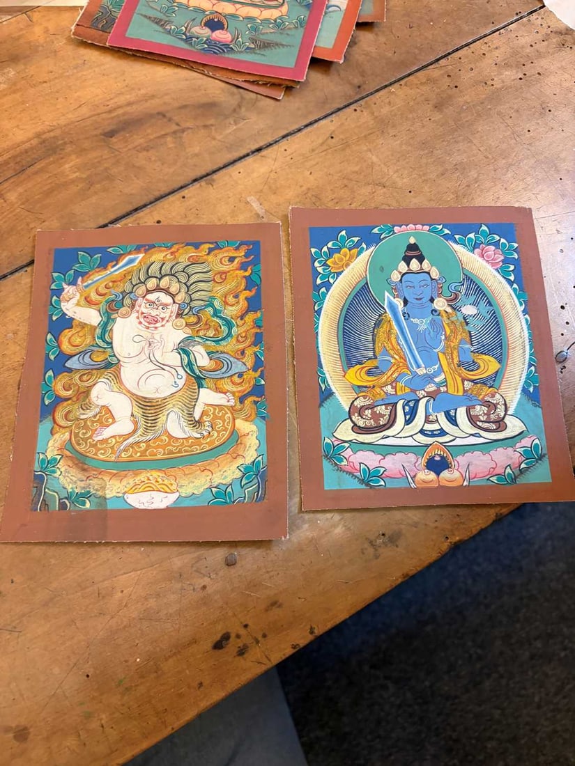 Nine Tibetan thangkas, - 5