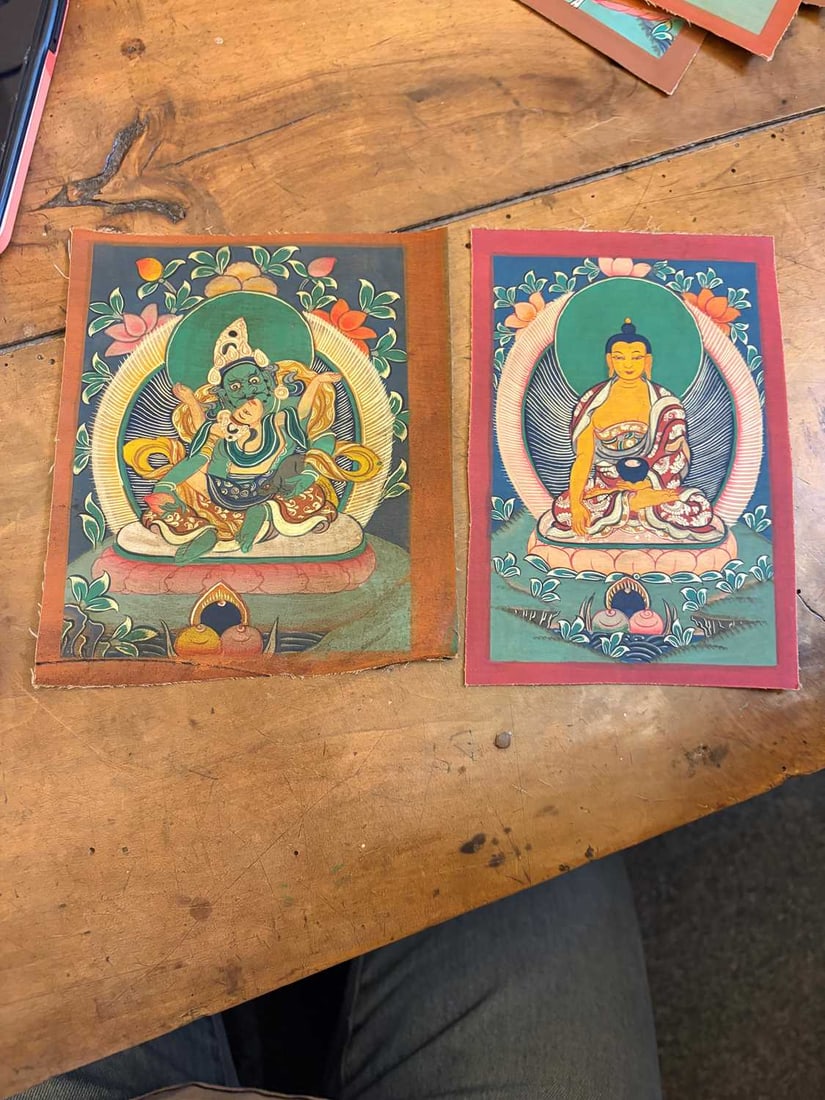 Nine Tibetan thangkas, - 7