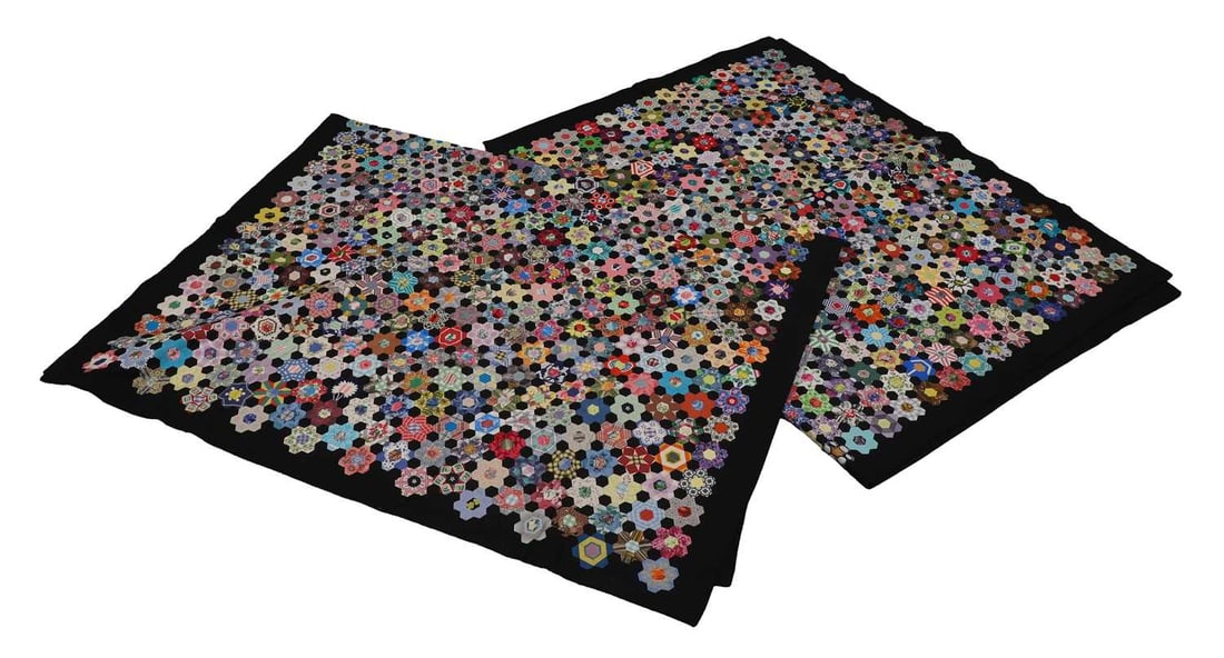 A pair of patchwork quilts, 20th century, - 2