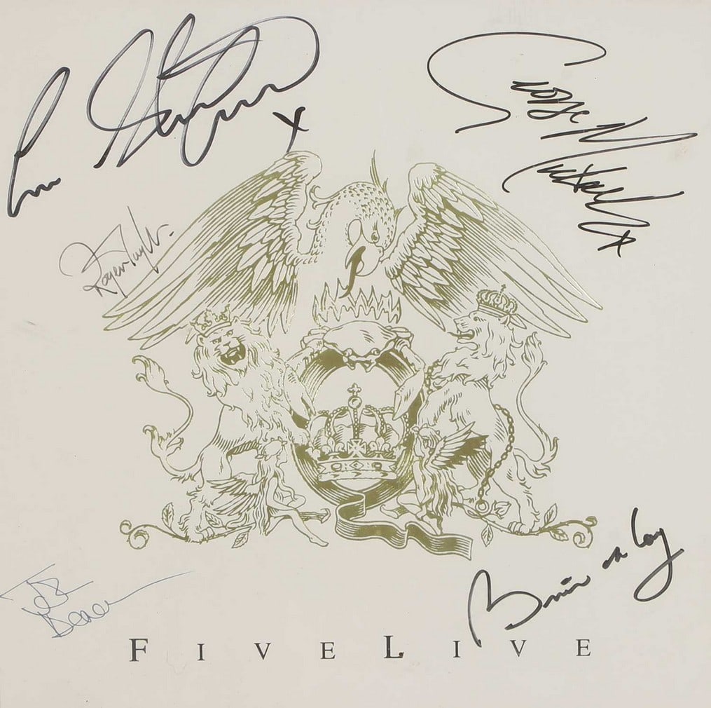 A Queen 'Five Live' EP sleeve, signed by: (1 of 8)