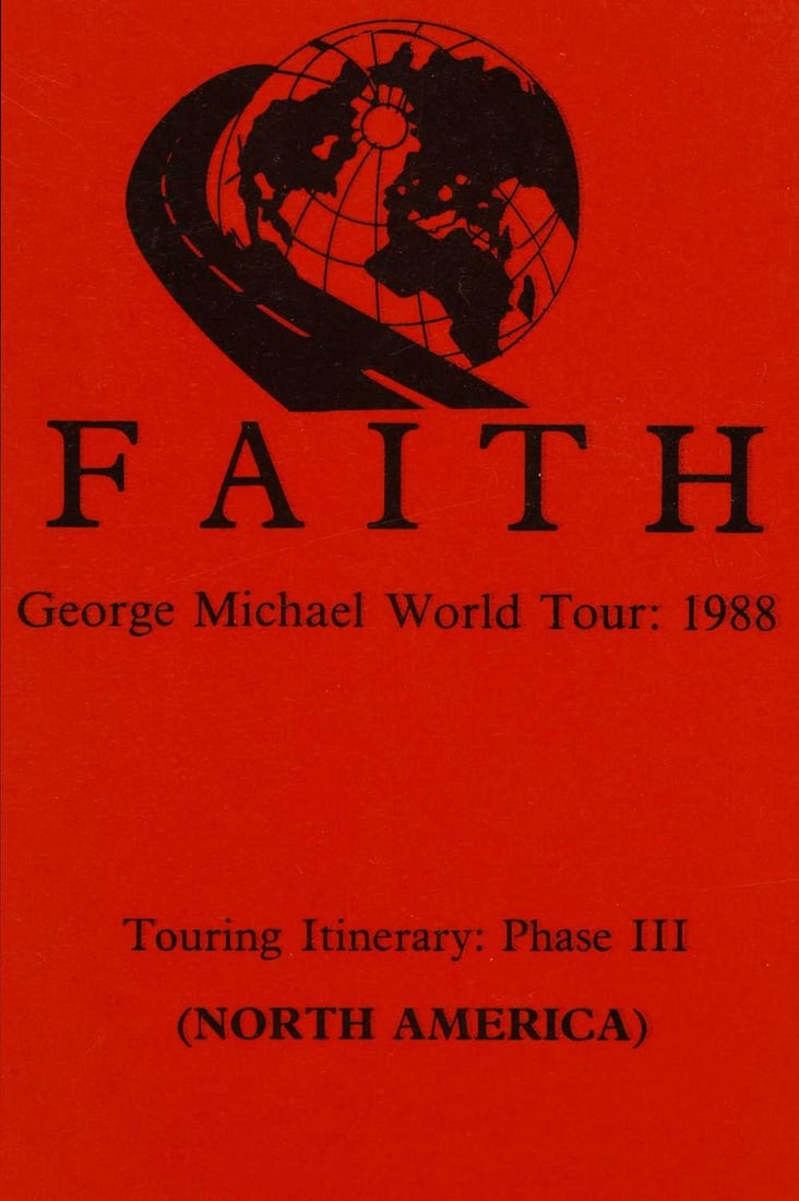Faith, George Michael World Tour: 1988', 'Touring Itinerary: Phase III North America',: Faith, George Michael World Tour: 1988', 'Touring Itinerary: Phase III North America', the Introduction page begins 'Dear All/Here we go (again)!', and details the tour logistics, 45 tour dates, 1 Aug