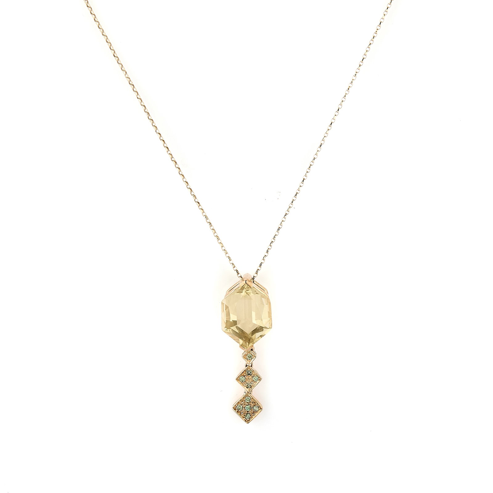 A 9ct gold citrine pendant necklace, (1 of 1)