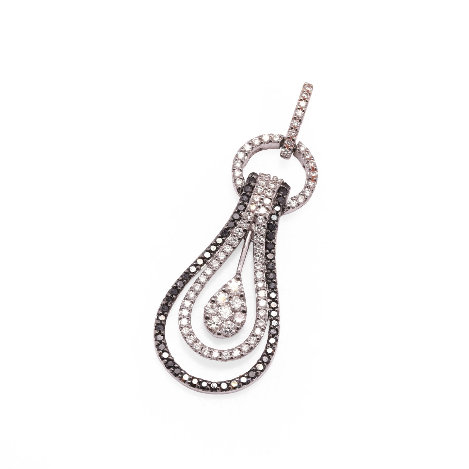 An 18ct white gold diamond and black diamond pendant, (1 of 2)