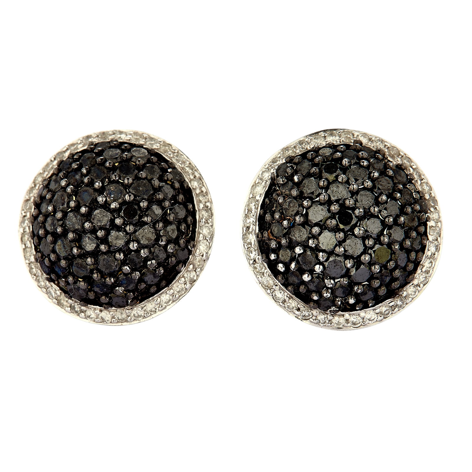 A pair of diamond and black diamond earrings, (1 of 1)