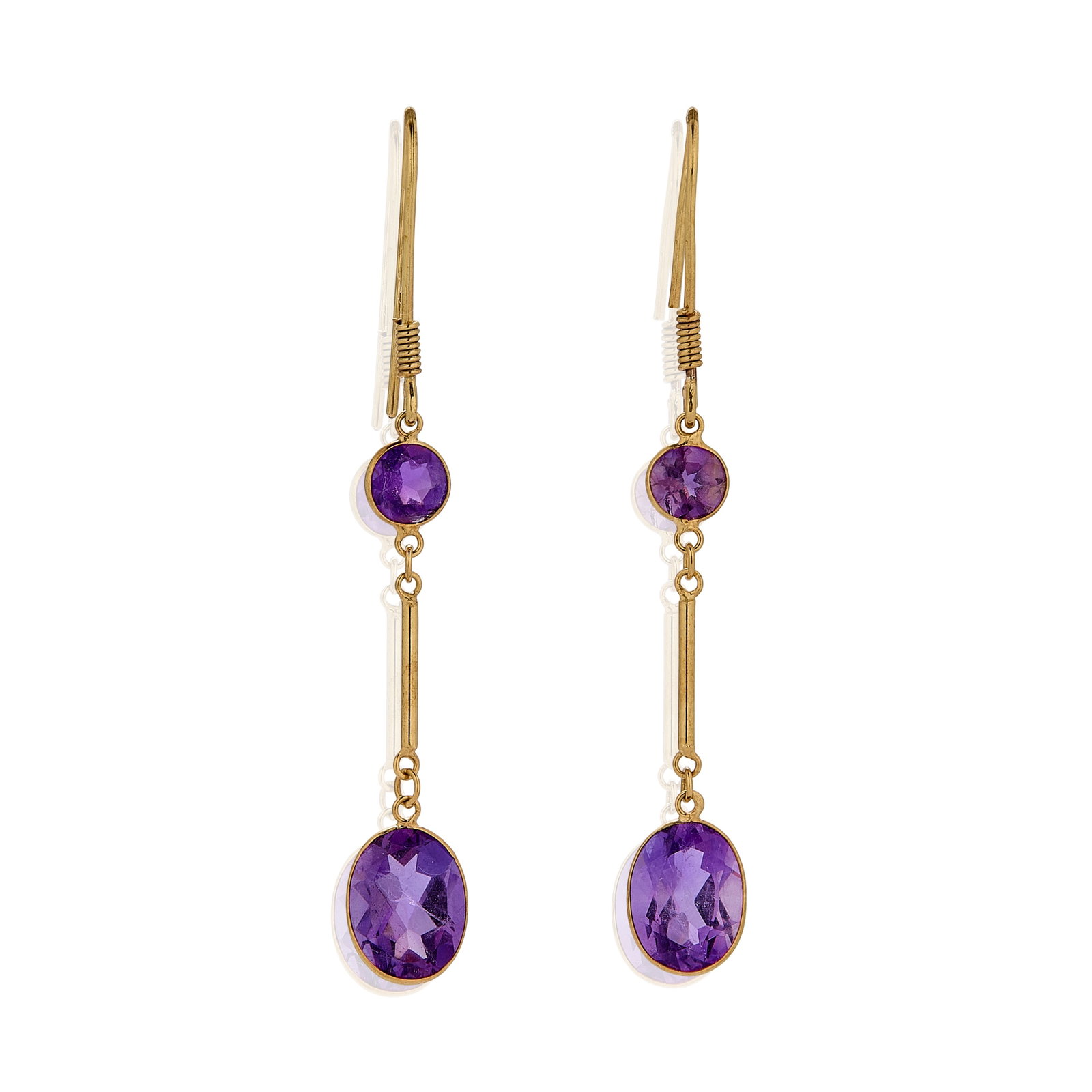 A pair of amethyst drop earrings, (1 of 1)